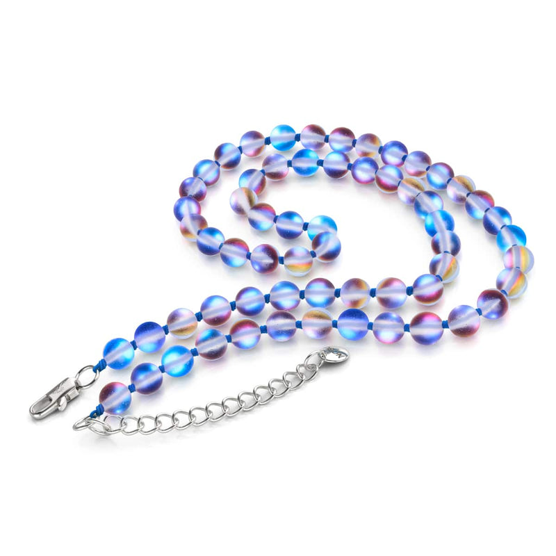 Unicorn Blue | Silver | Mermaid Glass Knotted Necklace