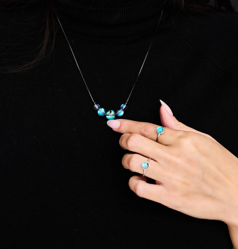 Grey | .925 Sterling Silver | Mermaid Glass Ring