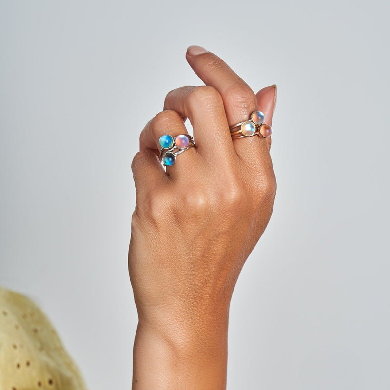 Rainbow White | Gold Vermeil | Mermaid Glass Ring