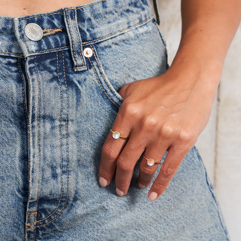 Rainbow White | Gold Vermeil | Mermaid Glass Ring