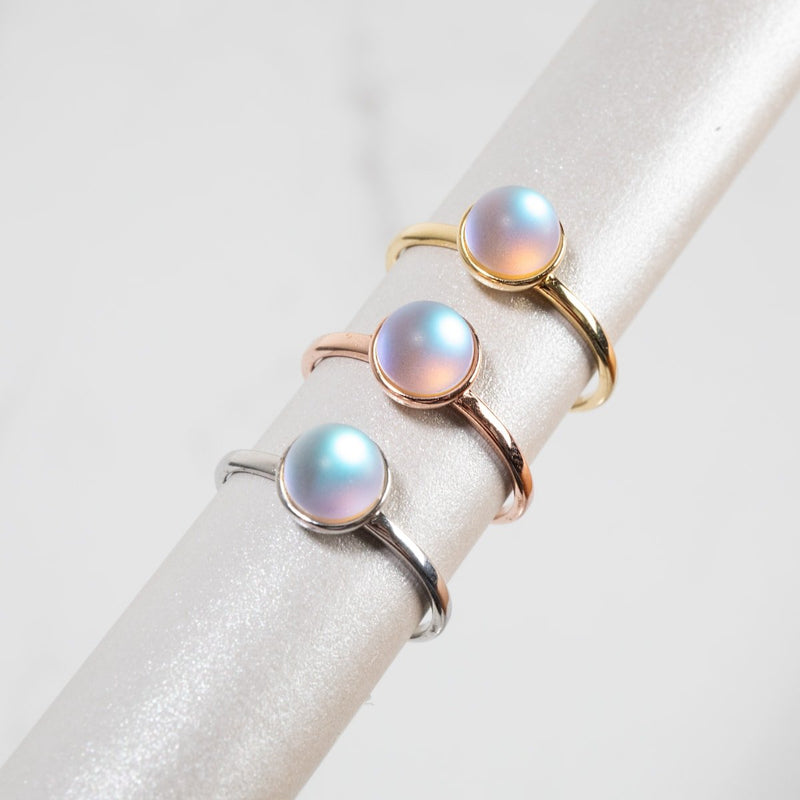 Rainbow White | Rose Gold Vermeil | Mermaid Glass Ring