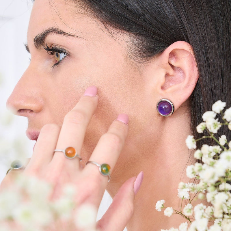 Chromata | 12mm Mood Stone Cabuchon Earrings