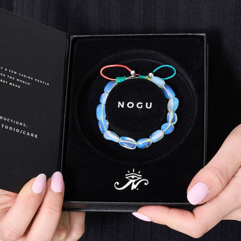 Silver x Spectrum | Opal Moonstone Pebble Macrame Bracelet