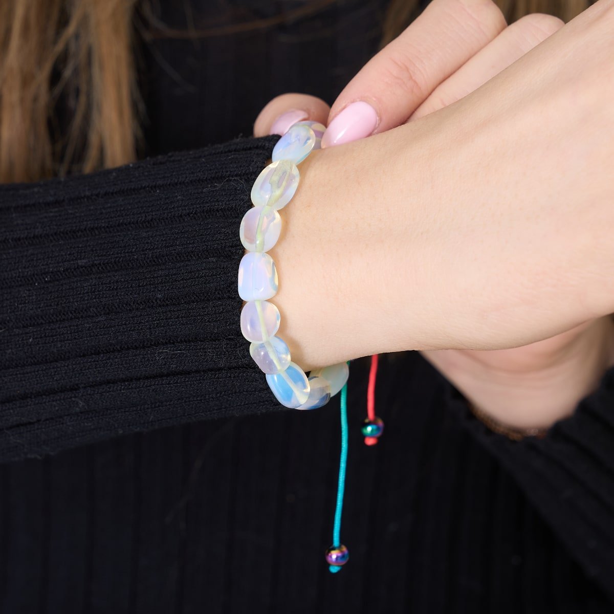 Unicorn Silver x Spectrum | Opal Moonstone Pebble Macrame Bracelet