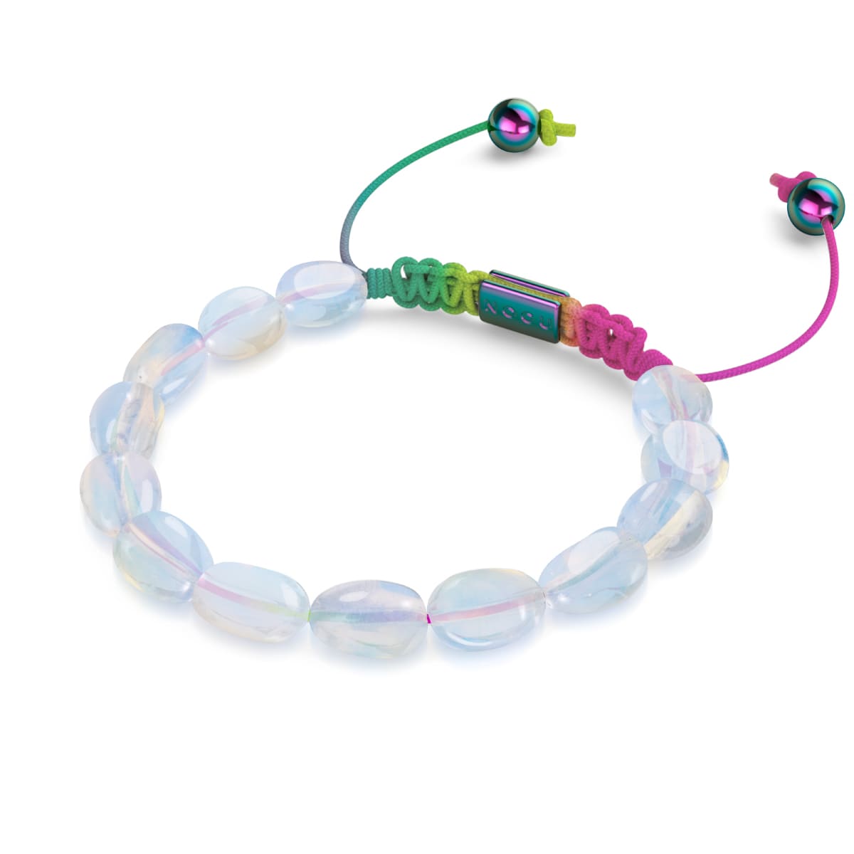 Unicorn Silver x Spectrum | Opal Moonstone Pebble Macrame Bracelet