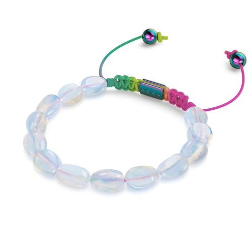 Unicorn Silver x Spectrum | Opal Moonstone Pebble Macrame Bracelet