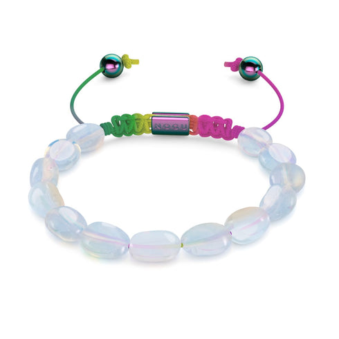 Unicorn Silver x Spectrum | Opal Moonstone Pebble Macrame Bracelet