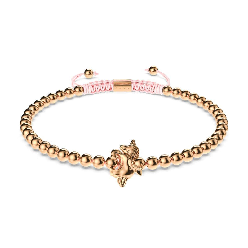 Pegasus | 18k Rose Gold | Winged Unicorn Macrame Charm Bracelet