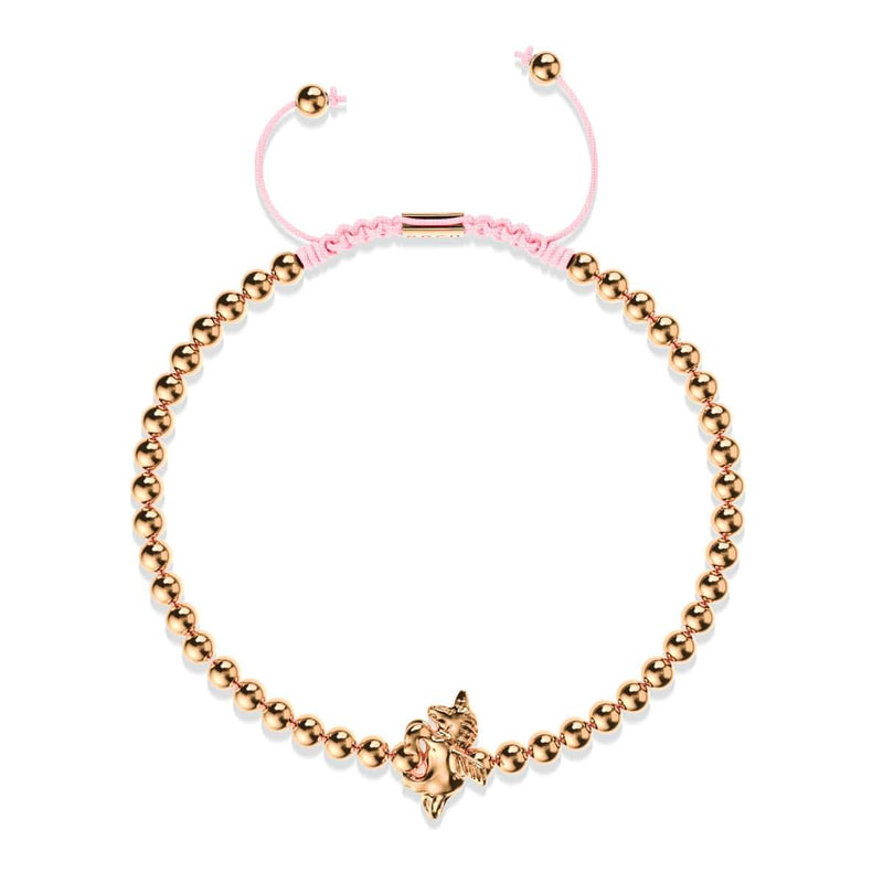 Pegasus | 18k Rose Gold | Winged Unicorn Macrame Charm Bracelet