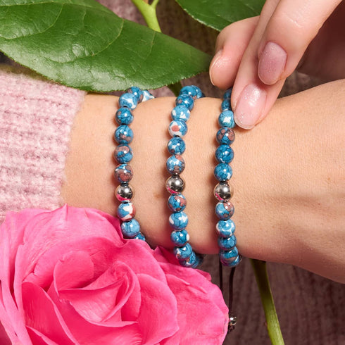 Picasso Porcelain Macrame Bracelet | Chocolate Sapphire