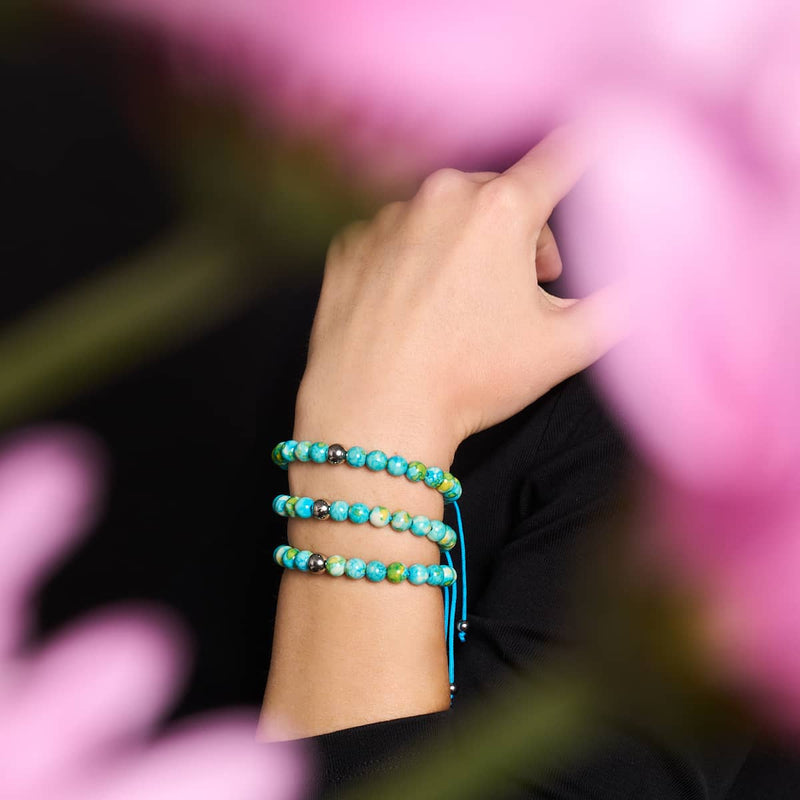 Picasso Porcelain Macrame Bracelet | Lemon Sky