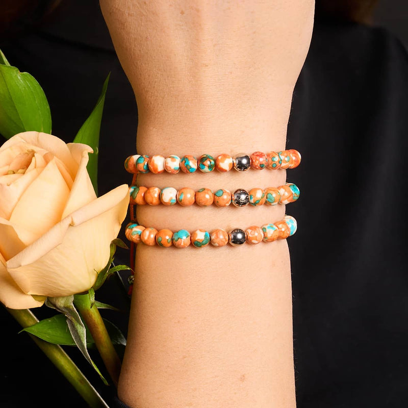 Picasso Porcelain Macrame Bracelet | Rusted Teal