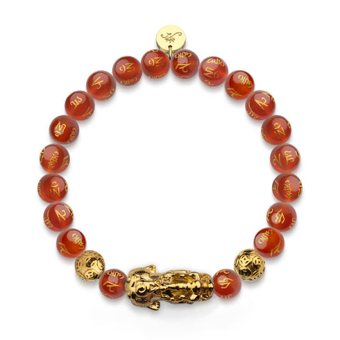 Pixiu Feng Shui Bracelet | FIRE Element | Red Agate x 18k Gold