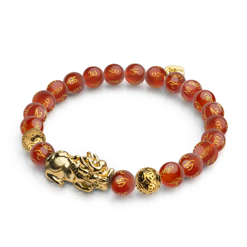 Pixiu Feng Shui Bracelet | FIRE Element | Red Agate x 18k Gold