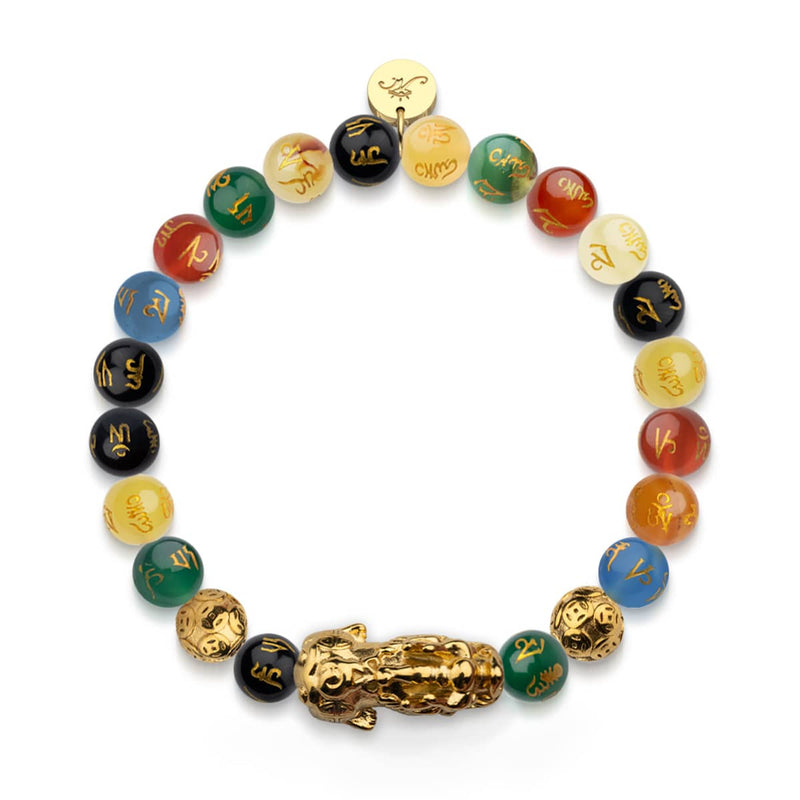 Pixiu Feng Shui Bracelet | FIVE Elements | Chakra Agate x 18k Gold