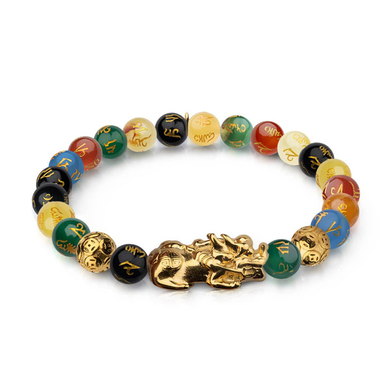 Pixiu Feng Shui Bracelet | FIVE Elements | Chakra Agate x 18k Gold