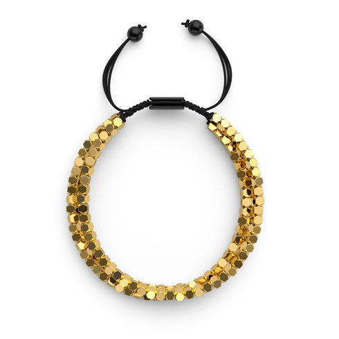 Mini Sacred Geom | Gold Hematite x Gunmetal | Triple Strand Bracelet