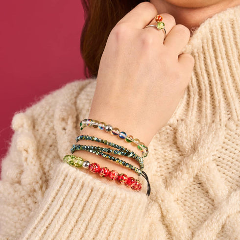 Mini Sacred Geom | Seafoam Hematite x Gunmetal | Triple Strand Bracelet