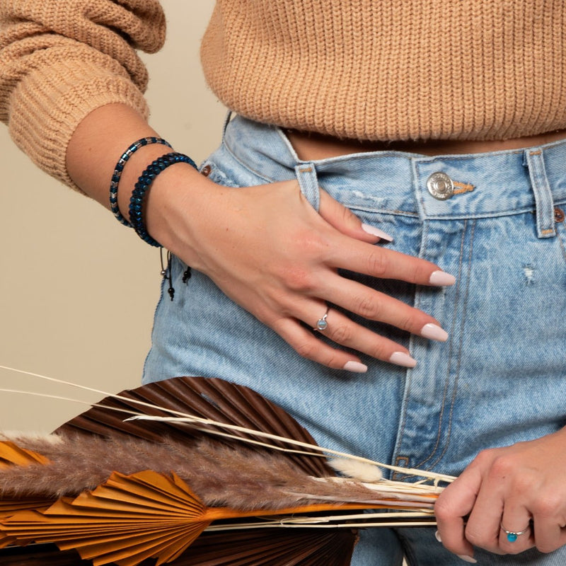 Sacred Geom | Blue Hematite | Gunmetal | Octahedron Bracelet