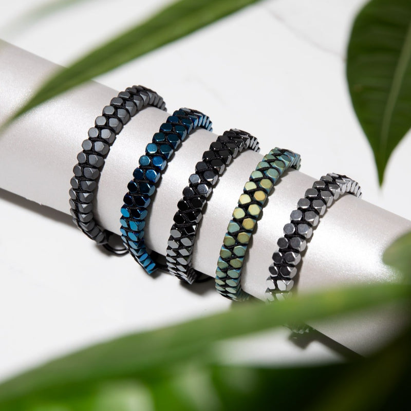 Sacred Geom | Hematite | Gunmetal | Octahedron Bracelet