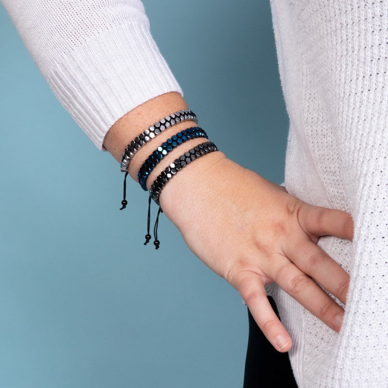 Sacred Geom | Hematite | Gunmetal | Octahedron Bracelet