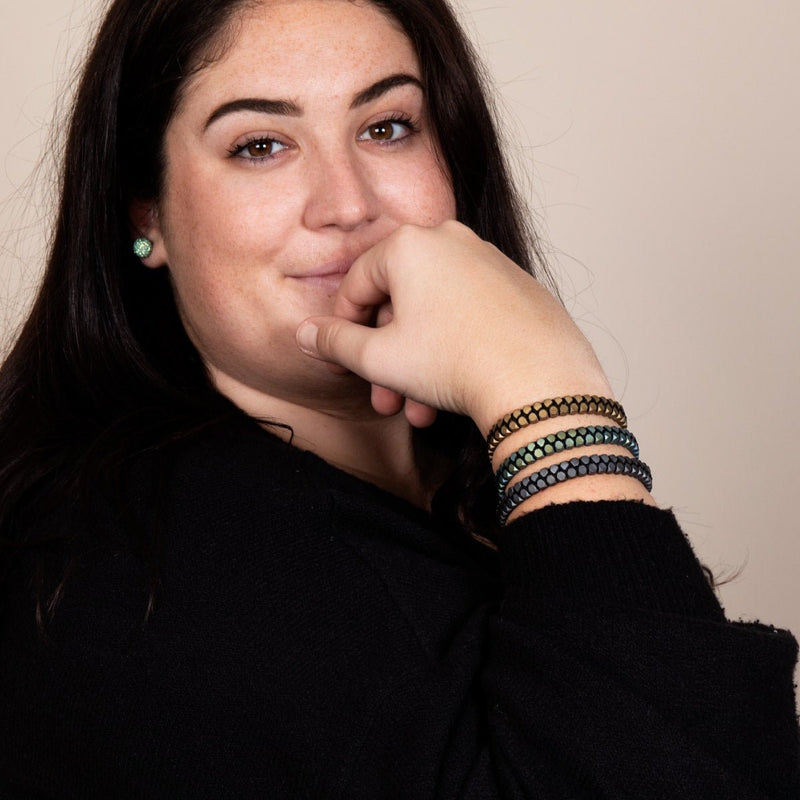 Sacred Geom | Matte Hematite | Gunmetal | Octahedron Bracelet