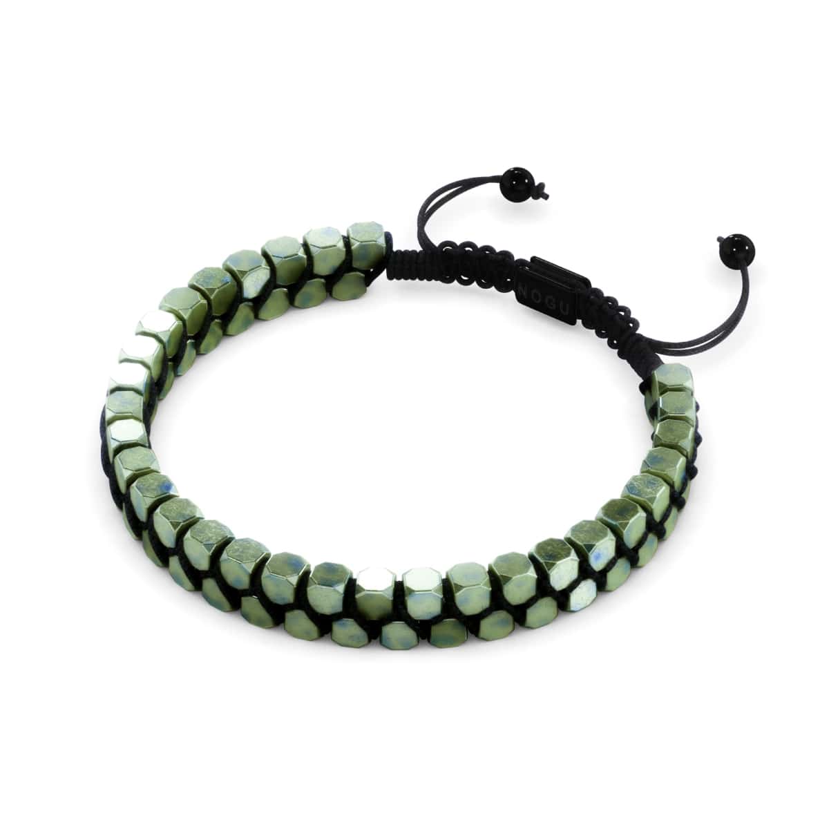 Sacred Geom | Matte Seafoam Hematite | Gunmetal | Octahedron Bracelet