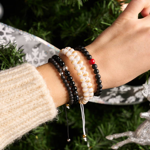 Lava Rock Diffuser | .925 Sterling Silver and Red Enamel | Macrame Santa Bracelet