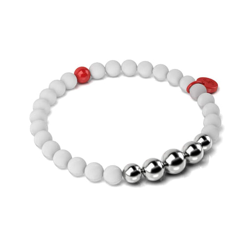 Matte White Agate | Silver and Red Enamel | Santa Bracelet