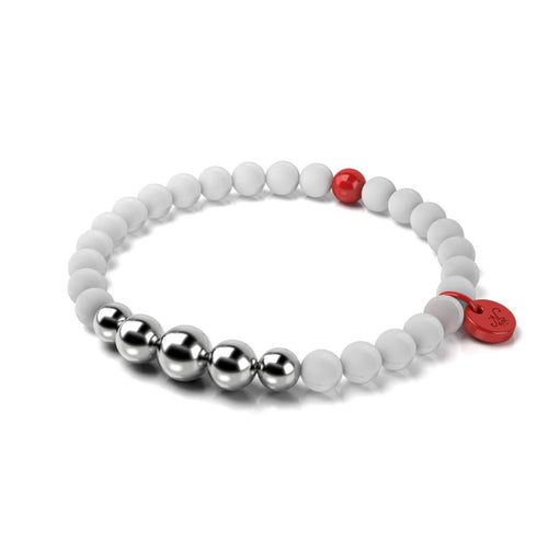 Matte White Agate | Silver and Red Enamel | Santa Bracelet