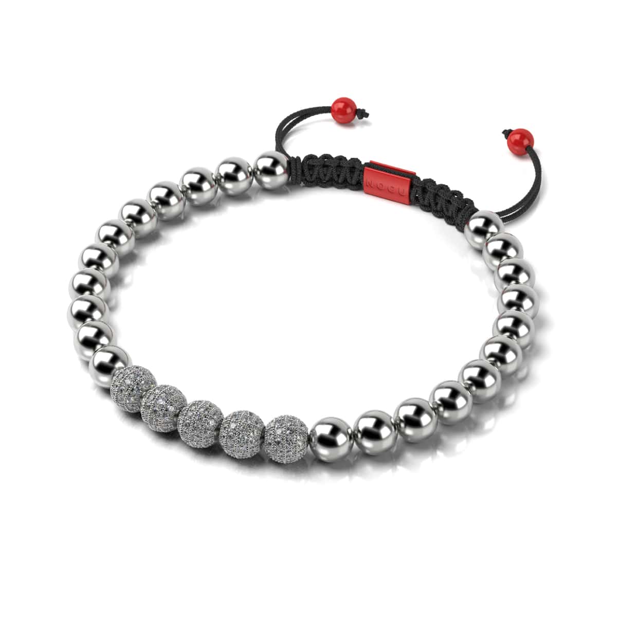 Silver and Red Enamel | Crystal Gala Santa Bracelet | Black