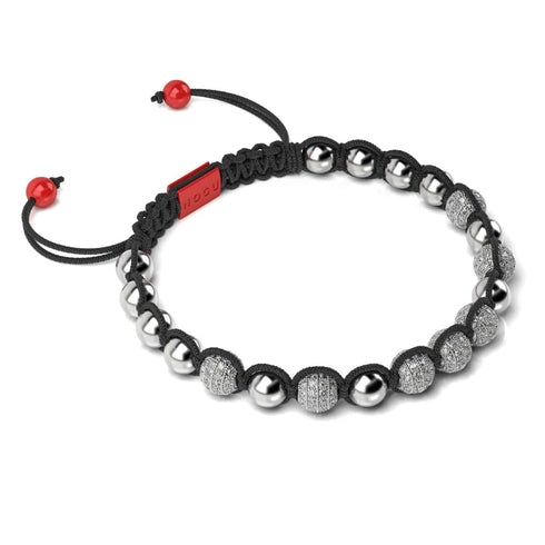 Silver and Red Enamel | Crystal Kikiballa Santa Bracelet | Black