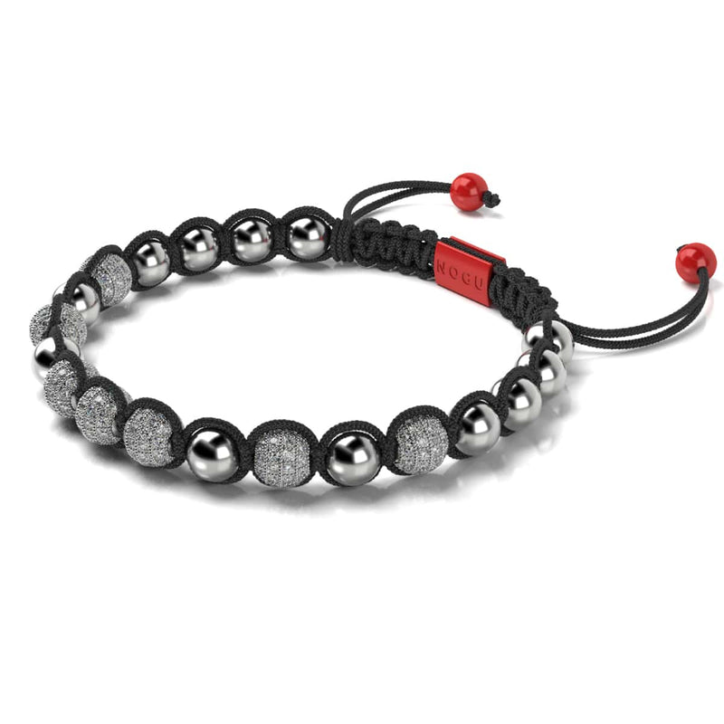 Silver and Red Enamel | Crystal Kikiballa Santa Bracelet | Black