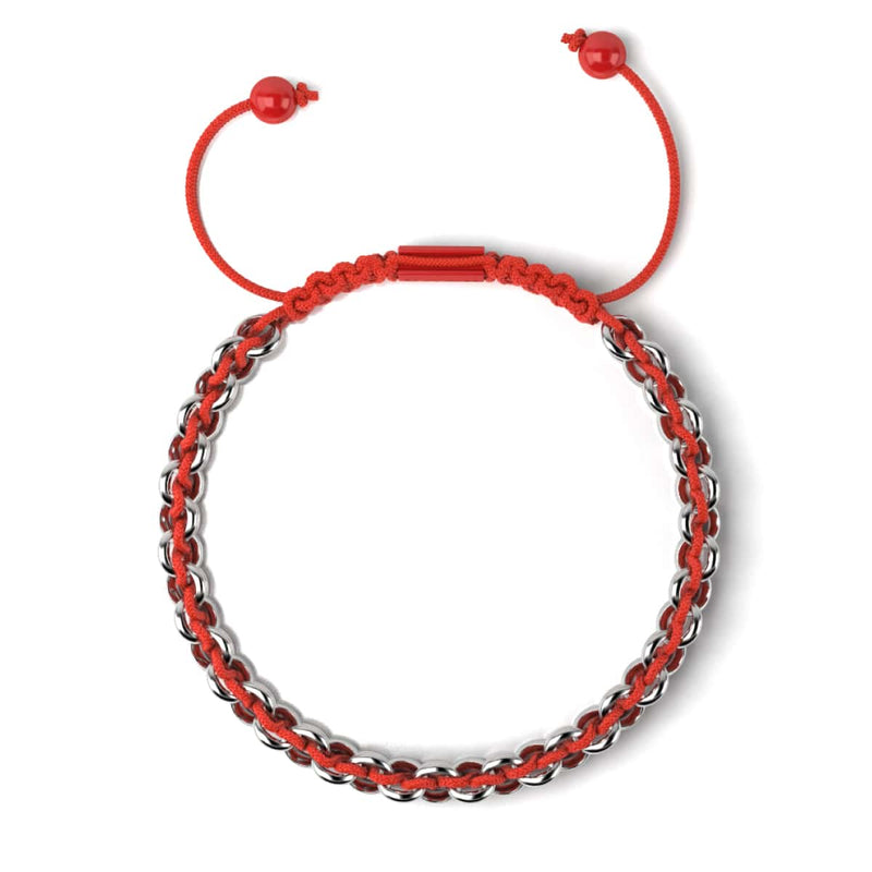 Silver and Red Enamel | Kismet Links | Macrame Santa Bracelet
