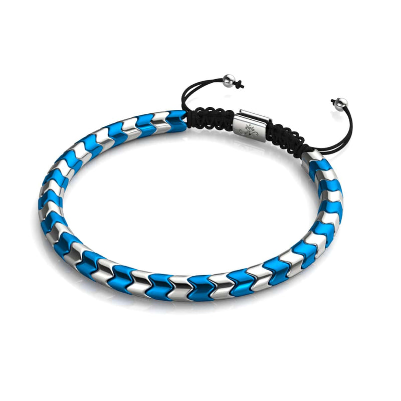 Serpentine | Blue and Silver Hematite x Silver | Wave Bracelet