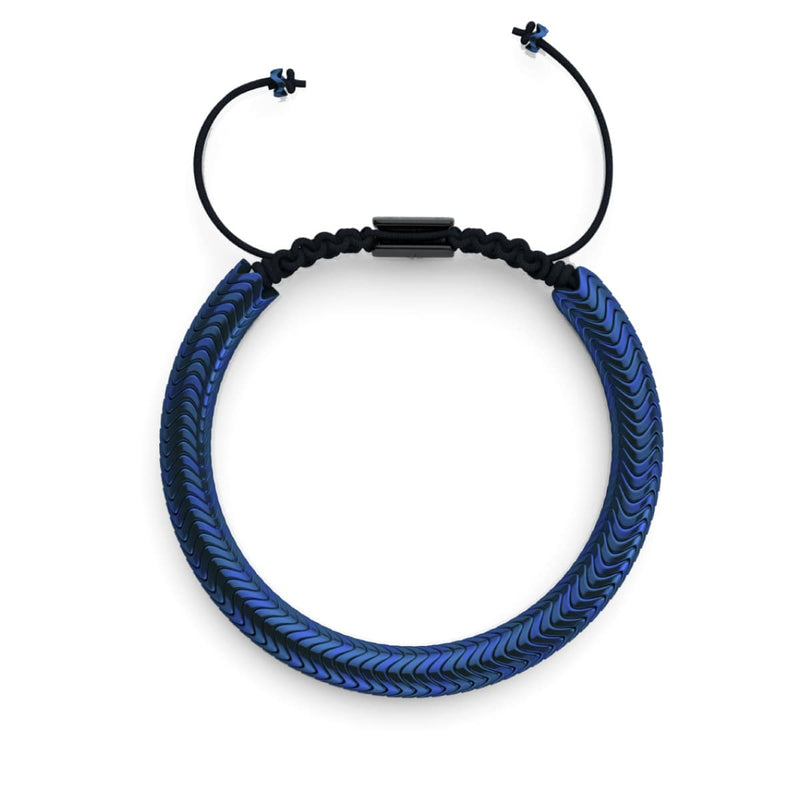 Serpentine | Cobalt Hematite x Gunmetal | Double Wave Bracelet