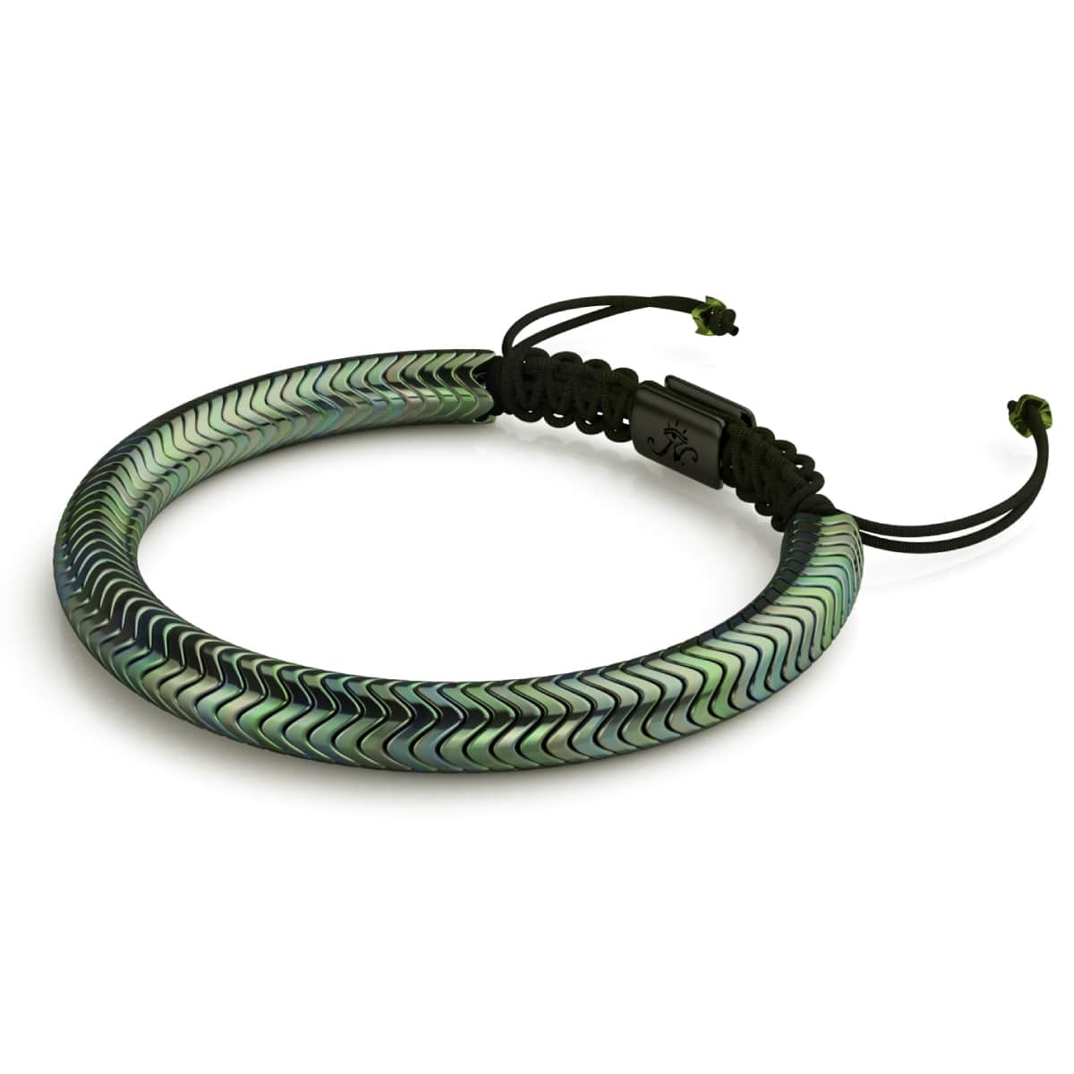 Serpentine | Emerald Hematite x Silver | Double Wave Bracelet