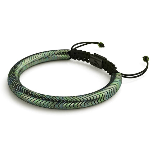 Serpentine | Emerald Hematite x Silver | Double Wave Bracelet
