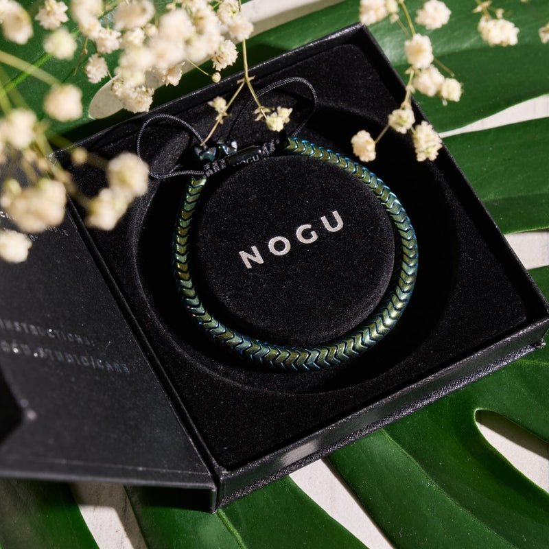 Serpentine | Emerald Hematite x Silver | Double Wave Bracelet