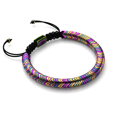 NOGU.studio - NOGU - Serpentine Bracelets - Serpentine | Rainbow Hematite x Unicorn Silver | Double Wave Bracelet