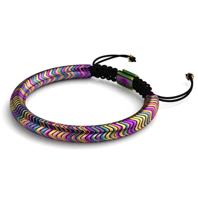 NOGU.studio - NOGU - Serpentine Bracelets - Serpentine | Rainbow Hematite x Unicorn Silver | Double Wave Bracelet