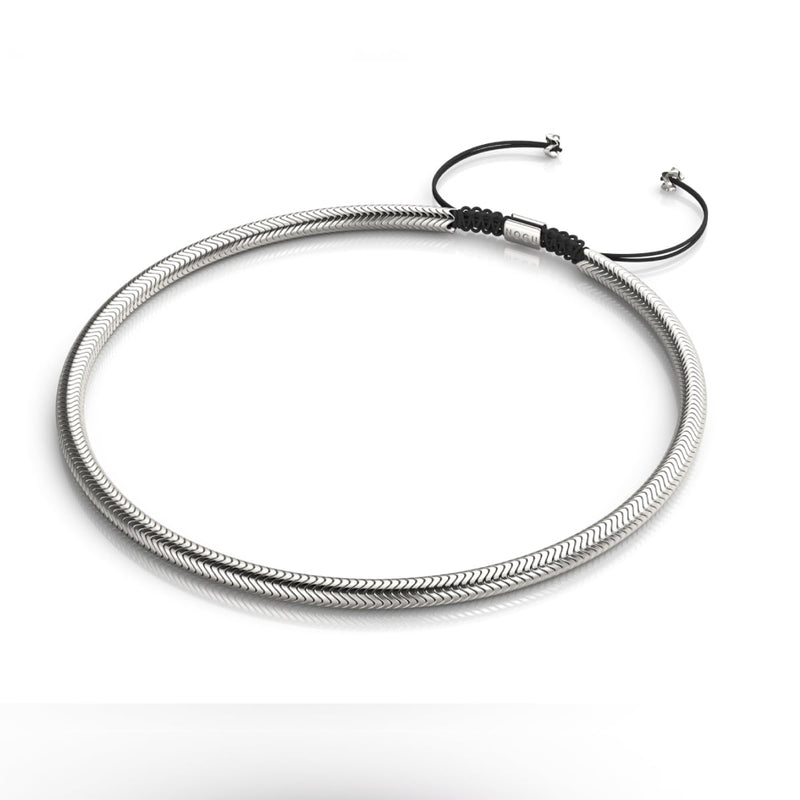 Serpentine | Chrome Hematite x Silver | Double Wave Necklace