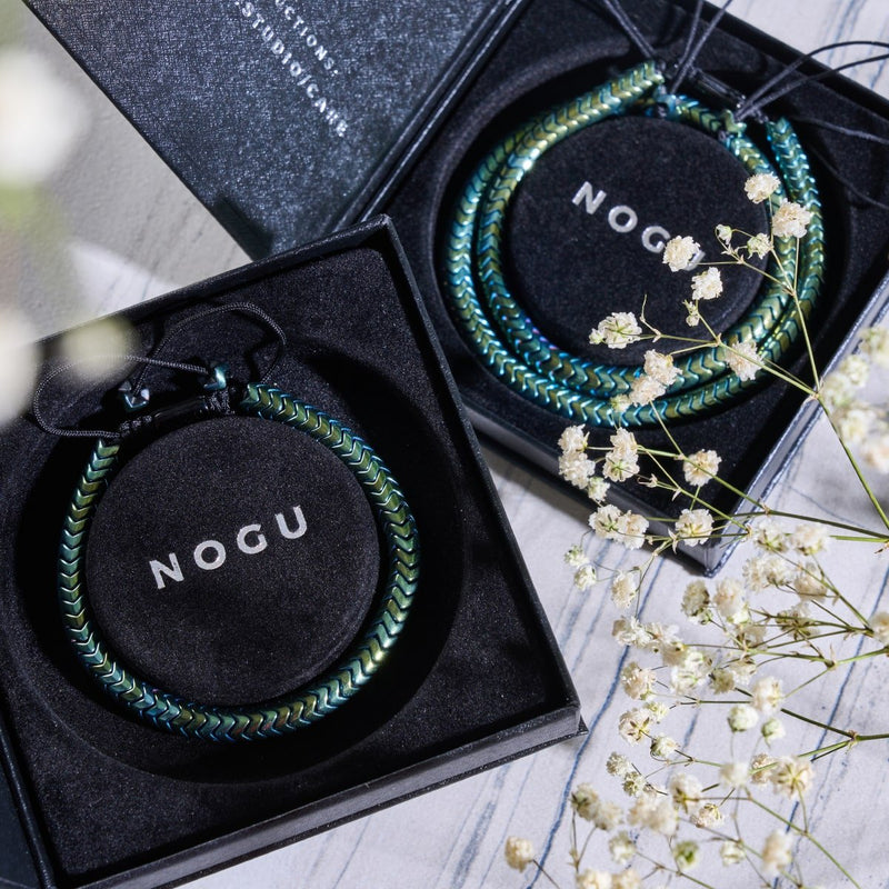 Serpentine | Emerald Hematite x Gunmetal | Double Wave Necklace