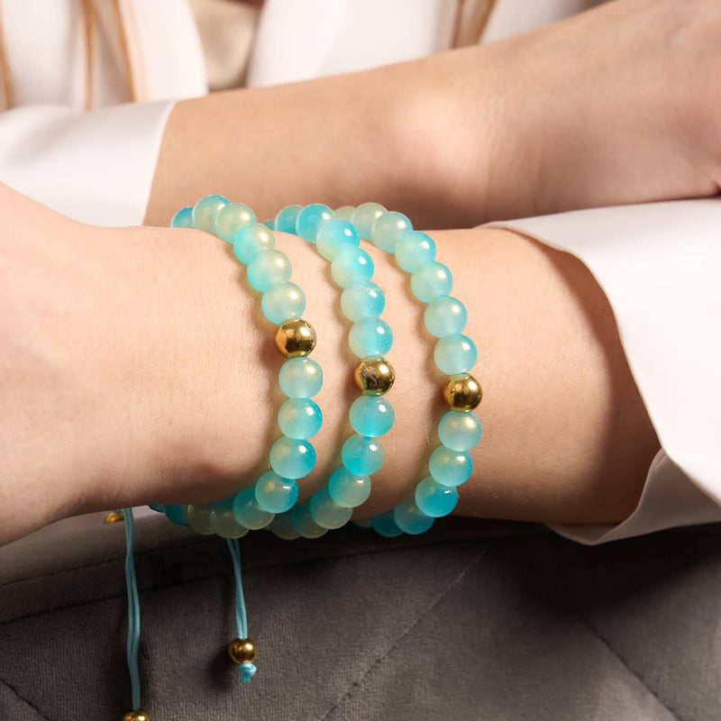 Blueberry Mousse | Shimmer Glass | Macrame Bracelet