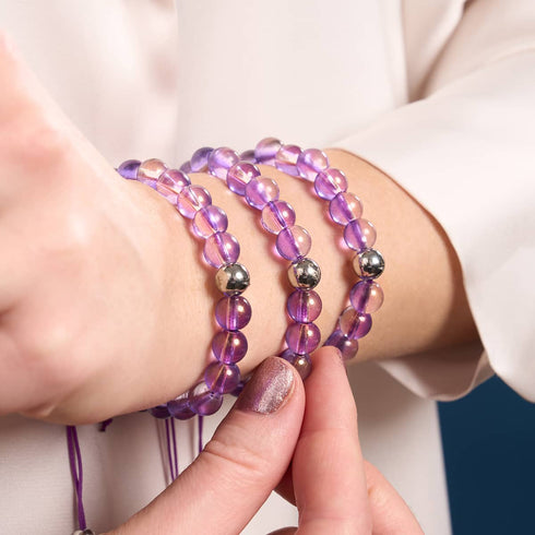Grape Soda | Shimmer Glass | Macrame Bracelet
