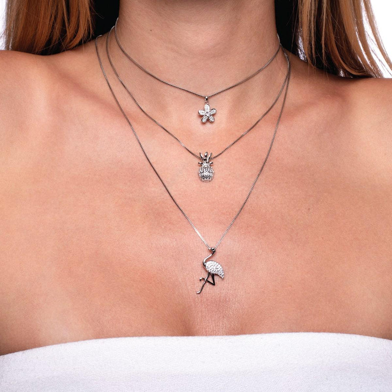 Pina Colada | .925 Sterling Silver | Crystal Pineapple Infinity Clasp Necklace