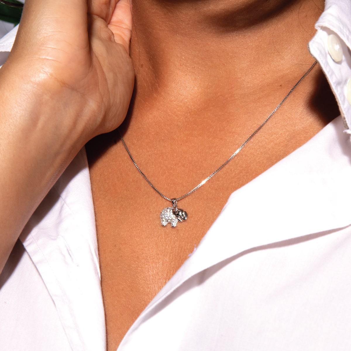 Sanctuary | .925 Sterling Silver | Crystal Elephant Infinity Clasp Necklace