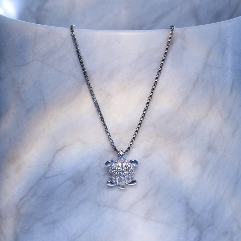 Tortuga | .925 Sterling Silver | Crystal Sea Turtle Infinity Clasp Necklace