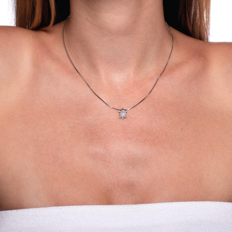Tortuga | .925 Sterling Silver | Crystal Sea Turtle Infinity Clasp Necklace