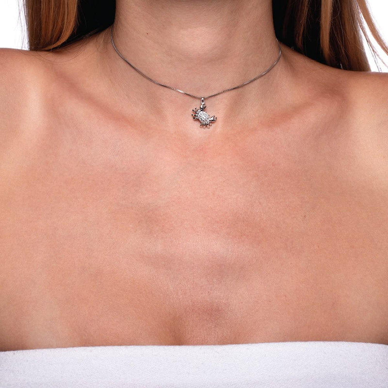 Tropic of Cancer | .925 Sterling Silver | Crystal Sea Crab Infinity Clasp Necklace